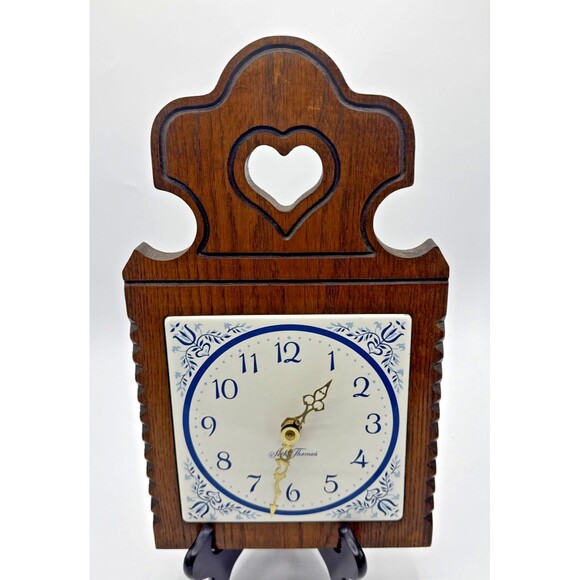 Seth Thomas Blue Hearts Garden Tile Wall Clock Made in USA TESTED WORKS 13”x8” - Picture 5 of 11